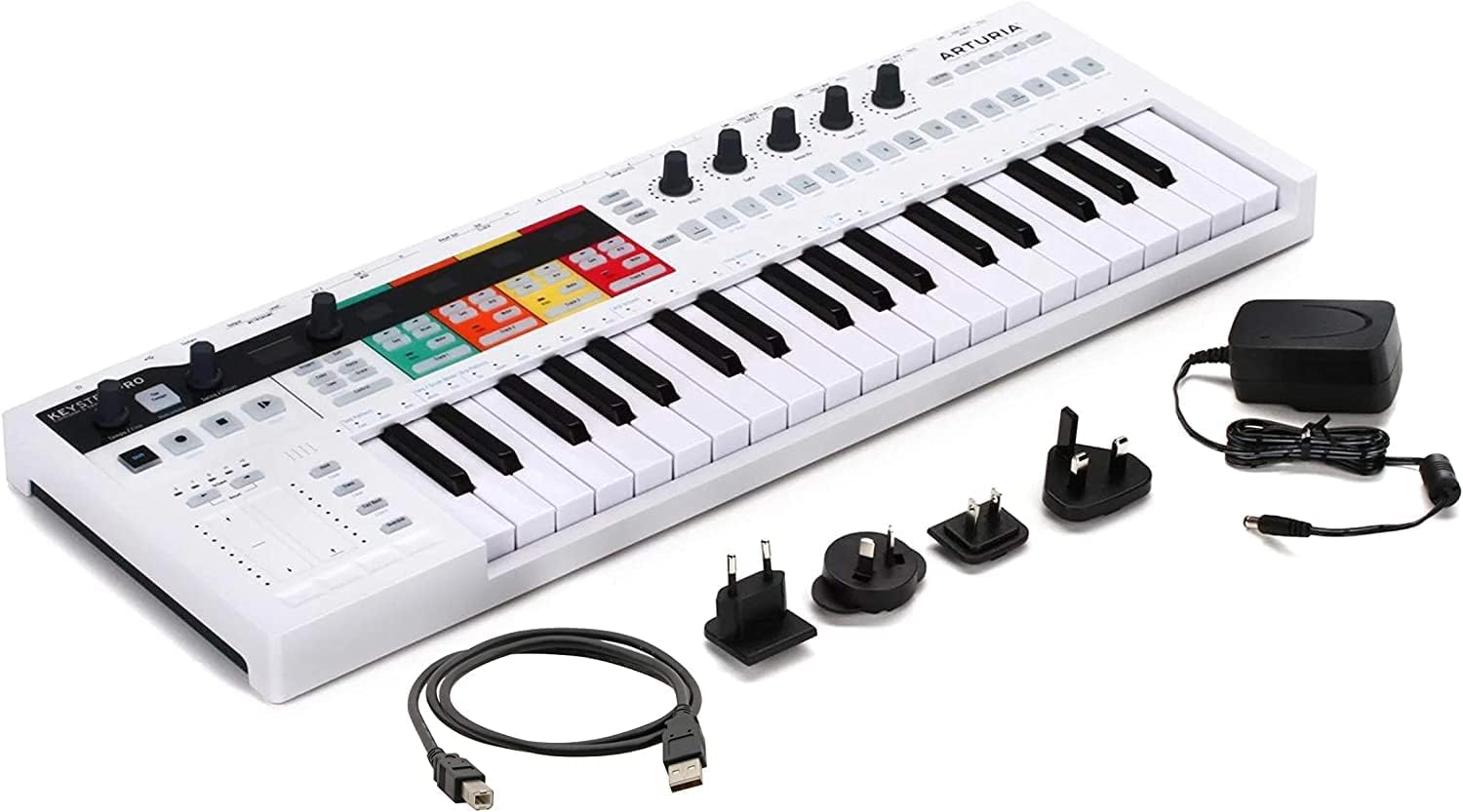 Arturia KeyStep Pro 37-Key Controller & Sequencer USB/MIDI/CV Keyboard Controller Bundle w Studio Headphones & Pig Hog MIDI Cable