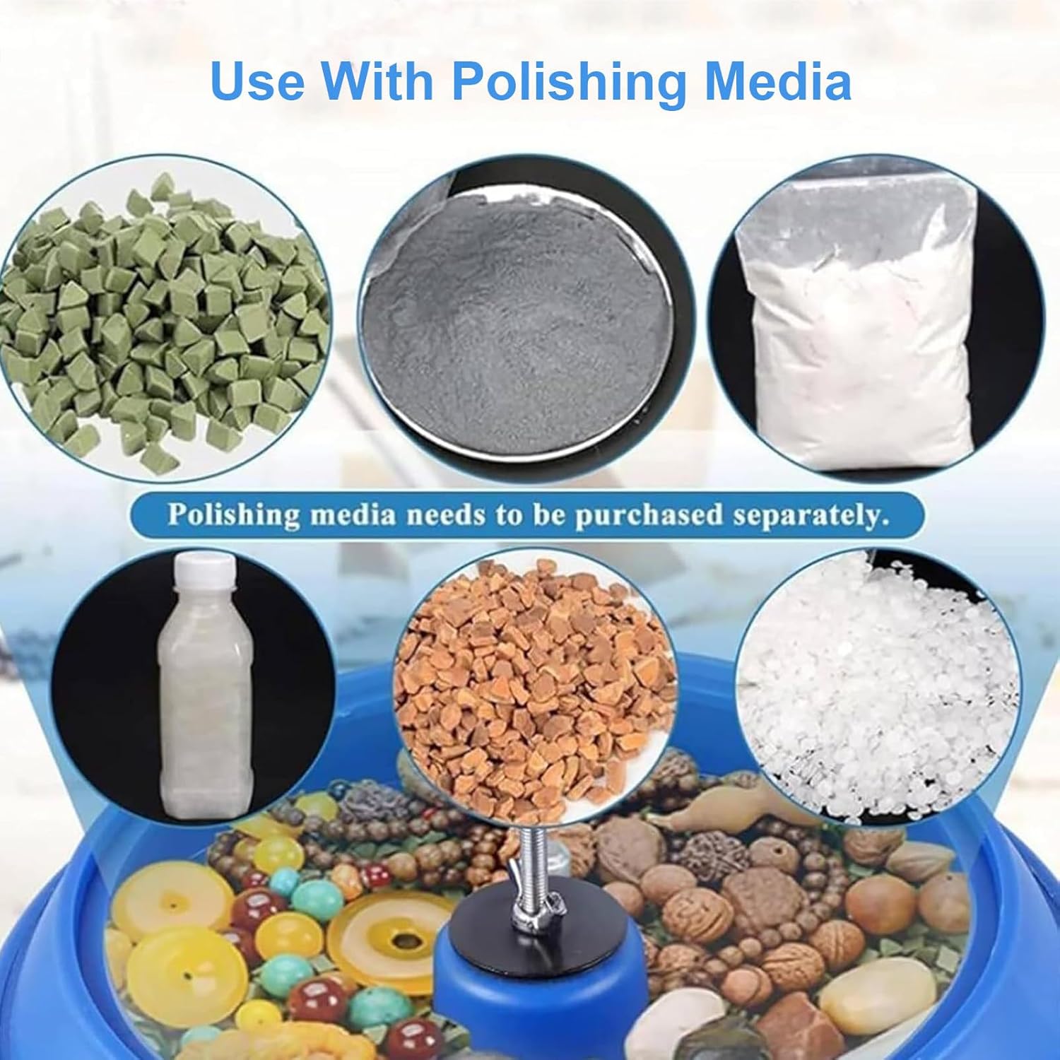 Vibratory Tumbler Polisher, 3.5 L Barrel Polishing Machine, Bidirectional Rotation, for Coins/Metal/Jewelry/Hardware/Workpiece Cleaning Polishing