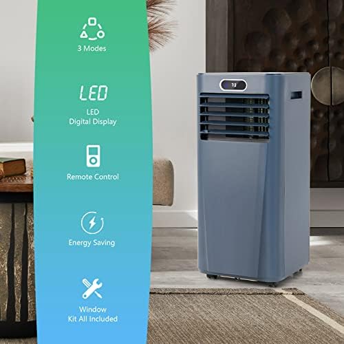 GOFLAME 8000BTU Portable Air Conditioner, 3-IN-1 Air Cooler & Dehumidifier with Remote Control, Sleep Mode, 2 Speeds and 24H Timer, Air Cooling Fan for Home & Office, Blue