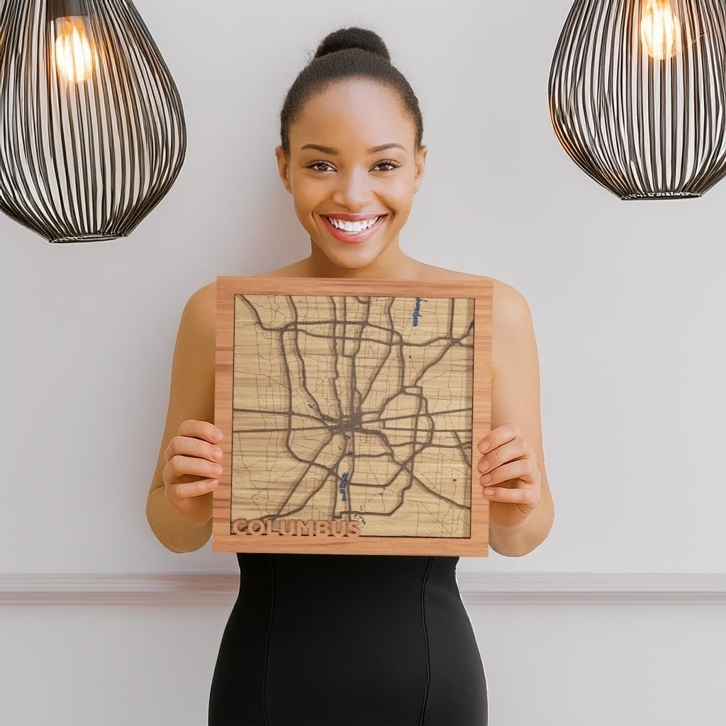 Columbus, OH, Home Essentials & Accessories, 3d Wood Map - Handmade in the USA - Cbus, Ohio Gift and Souvenir Maps