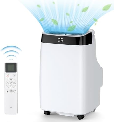 10000Btu Portable Air Conditioner with Remote Control,Quiet AC Unit with Cool, Dehumidifier & Fan Mode Room Cooling Up to 450 sq ft,24 Hour Timer, Window Installation Kit for Home, White