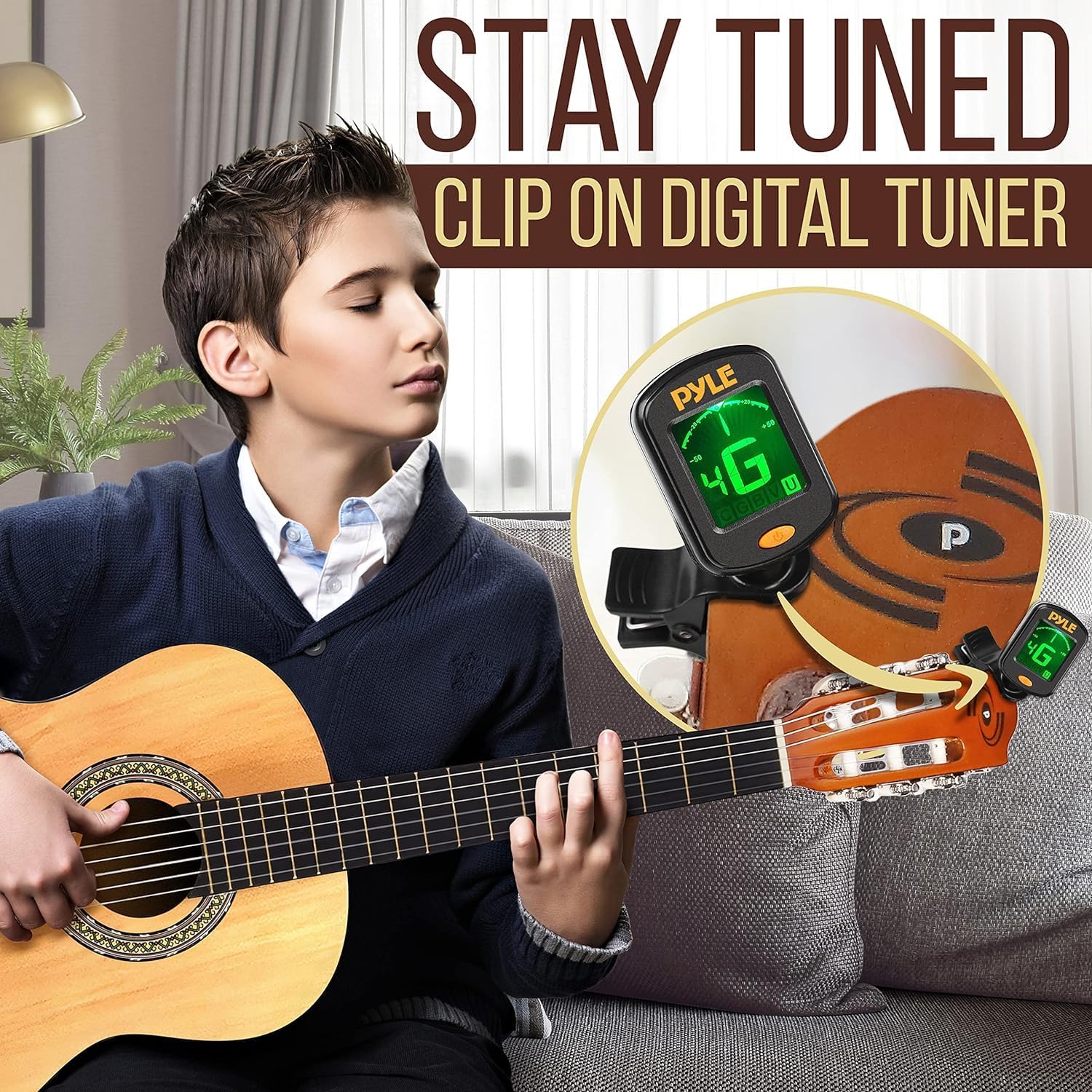 Pyle Left Handed Classical Acoustic Guitar Kit, 3/4 Junior Size All Wood Instrument for Beginner Kids, Adults, 36