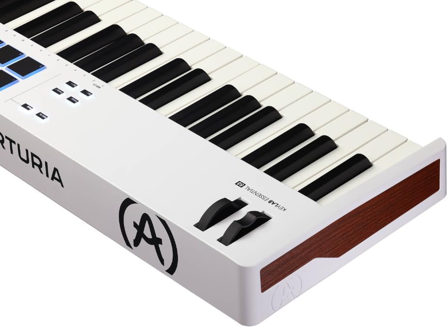 Arturia KeyLab Essential 88 mk3 Full-size Universal Midi Controller, White Bundle w/Deluxe Sustain Pedal & Liquid Audio Polishing Cloth