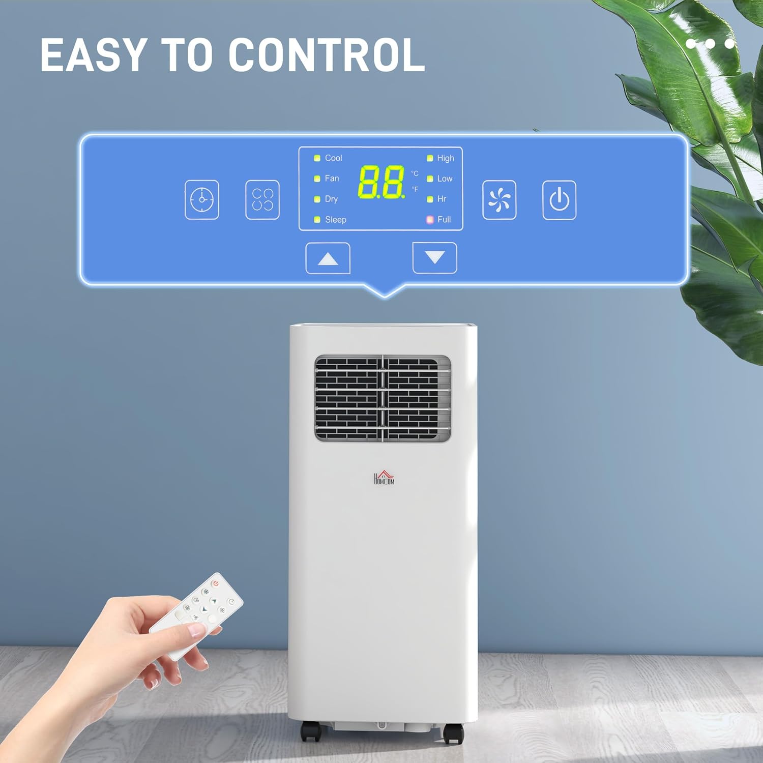 HOMCOM 8000 BTU Portable Air Conditioner for Rooms Up to 345 Sq. Ft., 3-in-1 AC Unit with Dehumidifier, Cooling Fan, Sleep, Remote, 24H Timer On/Off, Window Installation Kit, White