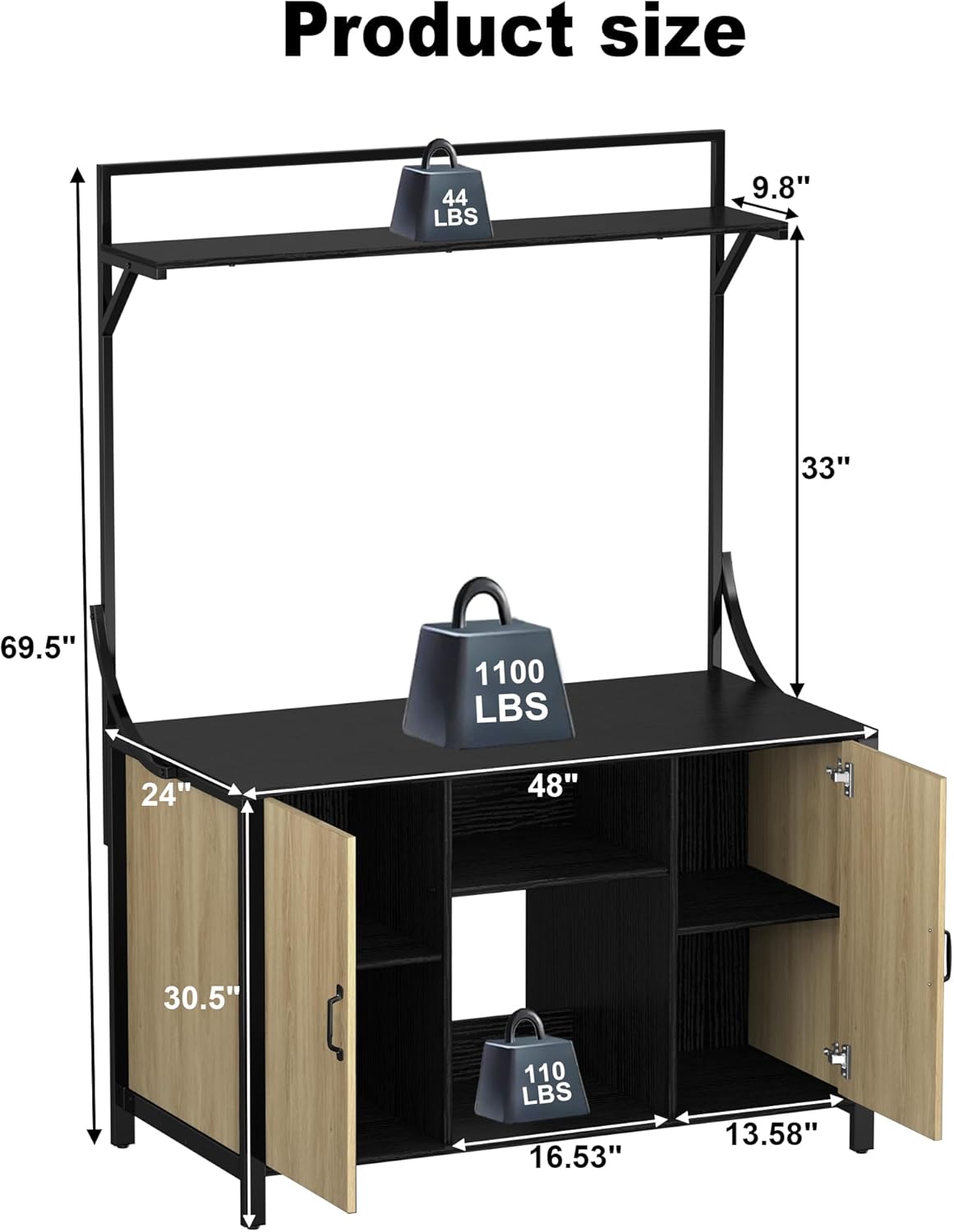 GDLF Reptile Tank Stand Terrarium Stand with Cabinet for Accessories Storage 48
