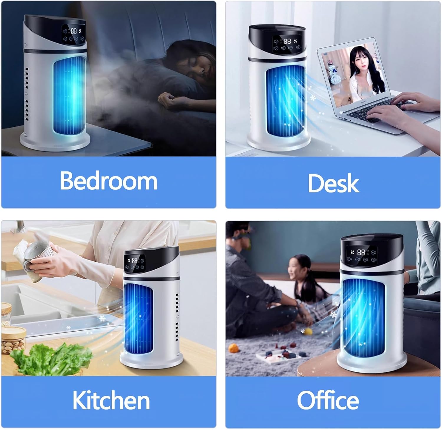 Desk Air Conditioner Small Quiet 6 Speeds Portable Air Conditioners with Timer Cooling Fans That Blow Cold Air for Bedroom Kitchen Office Camping