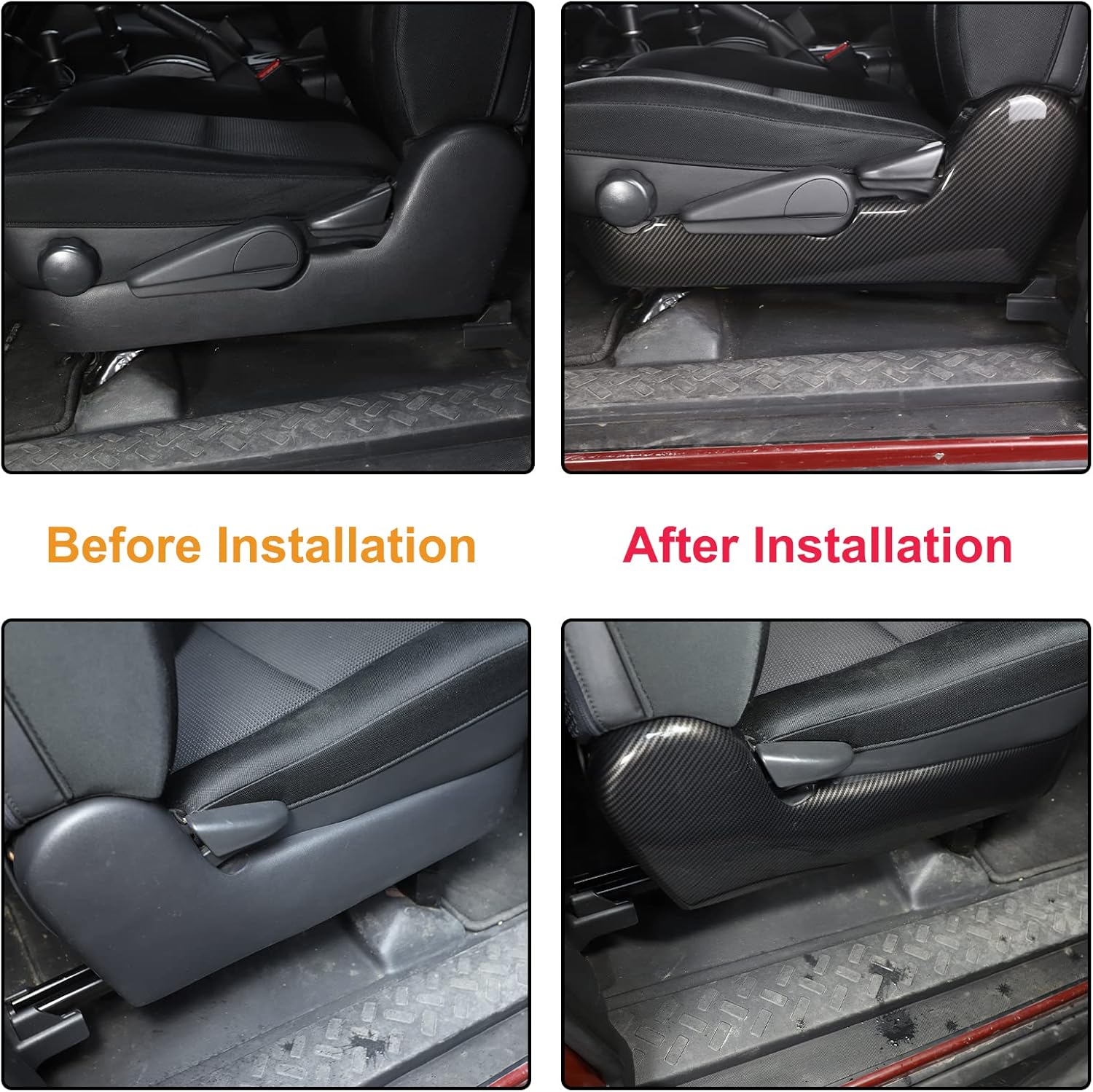 Aunginsy Car Side Seat Trim Panel Cover Bezel Compatible with Toyota FJ Cruiser 2007-2021 Car Side Seat Track Cover Driver Passenger Side Seat Panel Decorative Bezel Cover ABS Interior Accessories