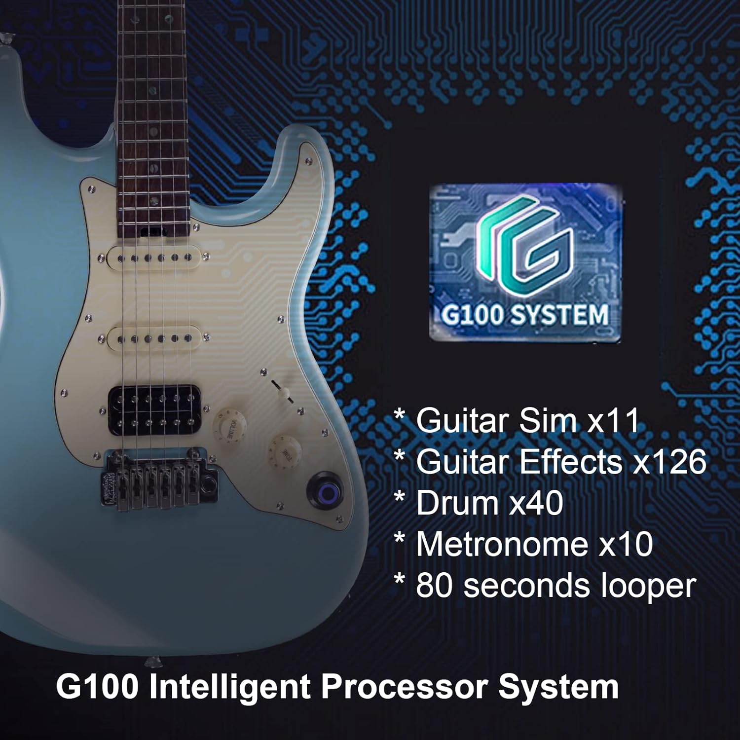 GTRS P800 Electric Guitar Blue and GWF4