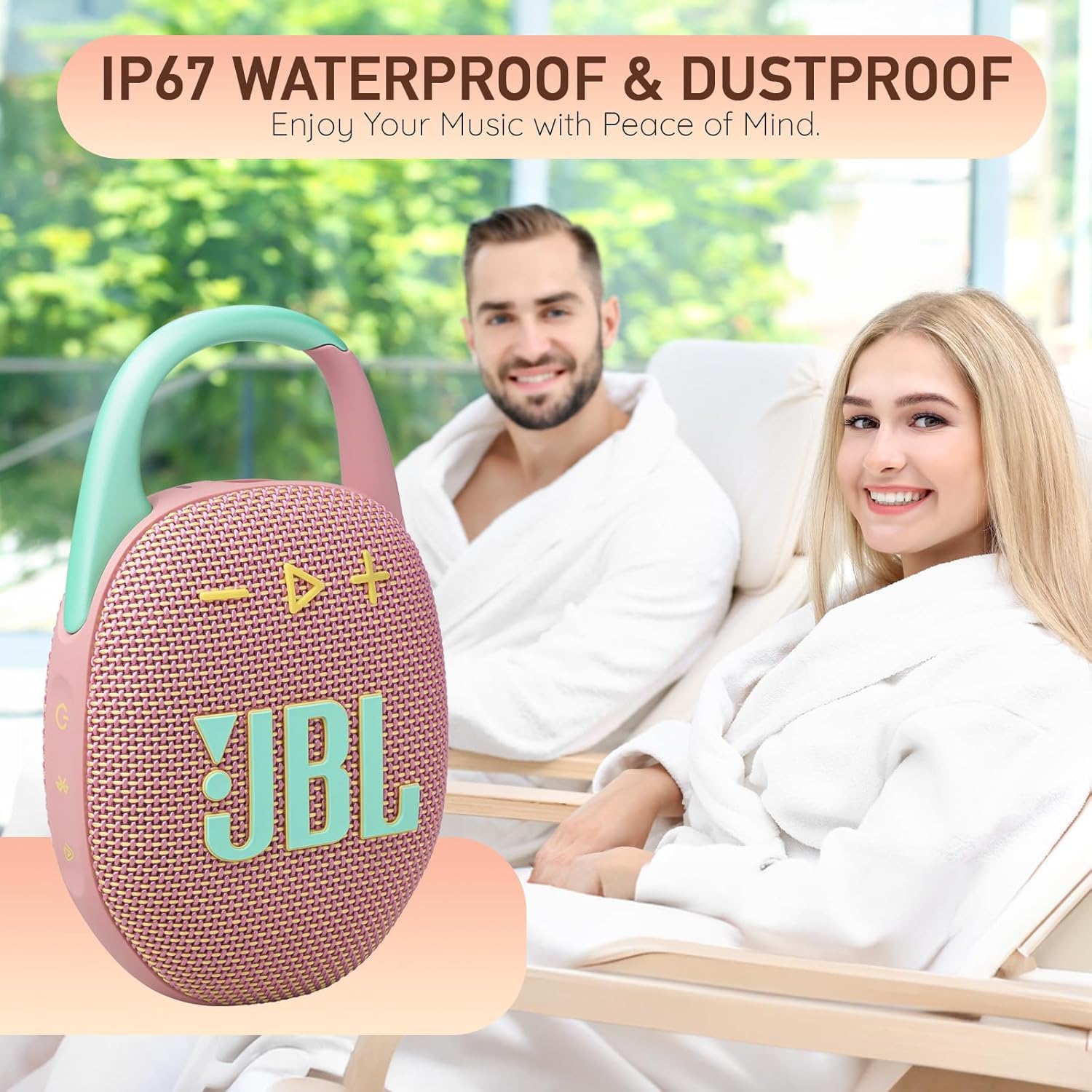 JBL Clip 5 Portable Bluetooth Speaker, IP67 Waterproof & Dustproof, Long-Lasting Battery - Squad - Boom h's Comprehensive Ultimate Performance Cloth Solution for Your On-The-Go Sound Experience