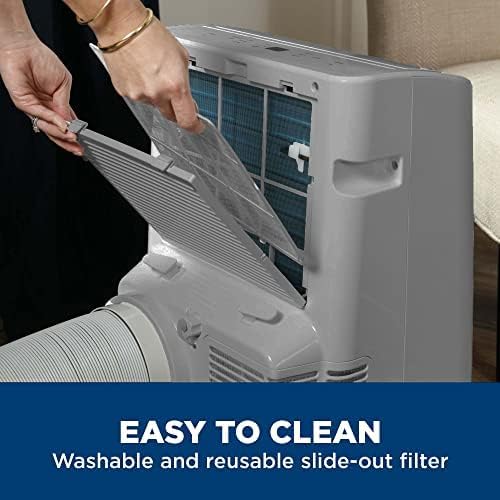 GE 10,500 BTU Portable Air Conditioner for Medium Rooms up to 450 sq ft., 3-in-1 with Dehumidify, Fan and Auto Evaporation, Dual Hose Compatible, Included Window Installation Kit, Grey