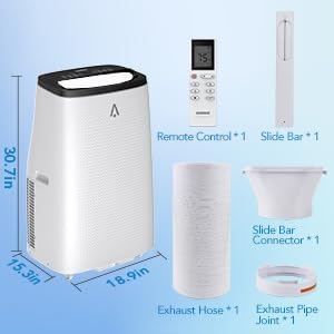 14000Btu Portable Air Conditioner with Remote Control, Quiet AC Unit with Cool, Dehumidifier & Fan Mode Room Cooling Up to 700 sq ft, 24 Hour Timer, Window Installation Kit for Home