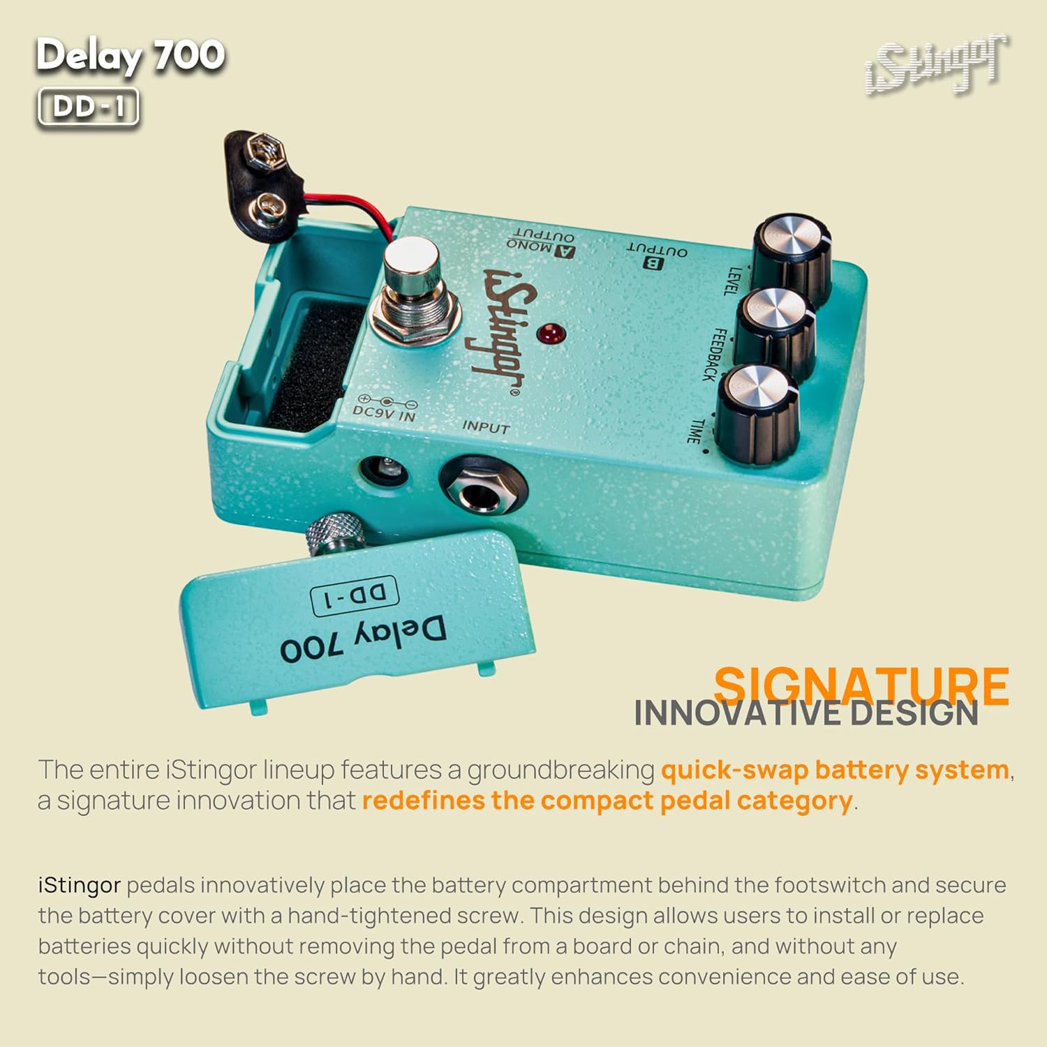 Analog-Style Delay Effects Pedal DD-1, Delay 700 Delay Pedal for Electric Guitar, Vintage BBD Emulation, 30-700ms Range, Stereo/Mono Output, Noiseless Switching, Tube-like Warmth