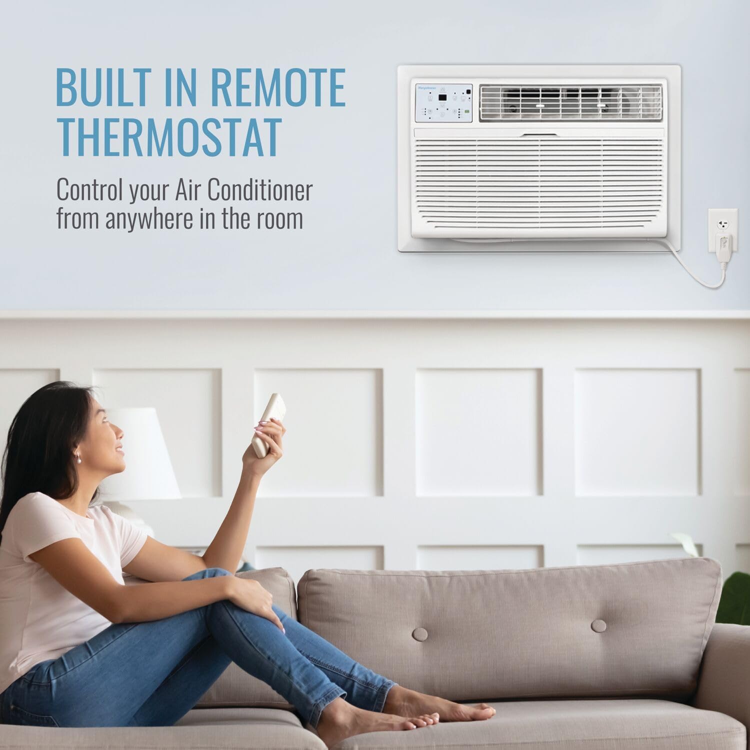 Keystone 12,000 BTU Wall Mounted AC Unit and Dehumidifier, 230V, Wall Unit for Bedroom, Bathroom, Nursery, and Medium Sized Rooms up to 550 Sq.Ft., AC Wall Unit with Remote, Quiet, High Efficiency AC