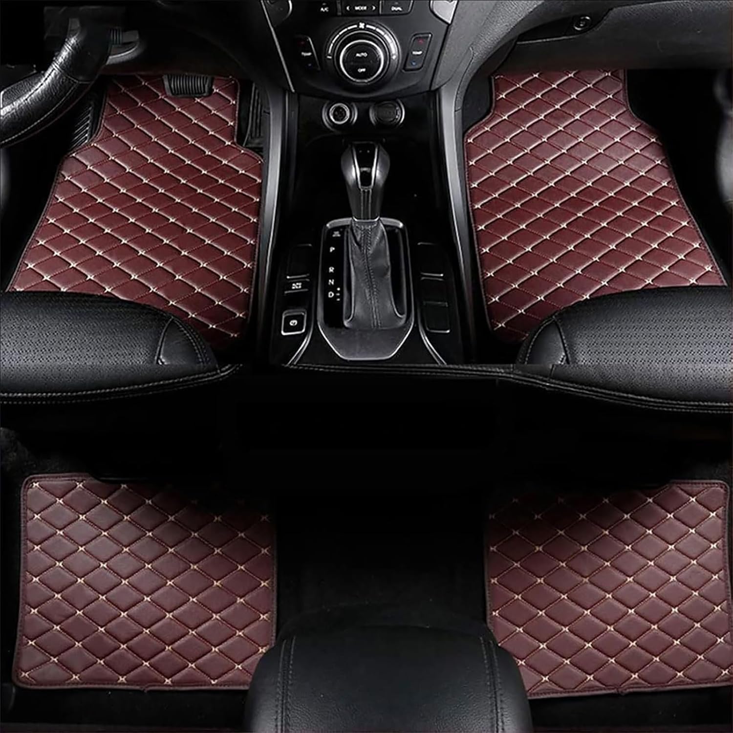 4 Pcs Leather Car Floor Mats for Audi e-tron GT/RS e-tron GT 2021-2025, Custom Front Rear Row Foot Pads Liners Waterproof Anti-Slip Carpet Protection Interior Accessories,G/Coffee