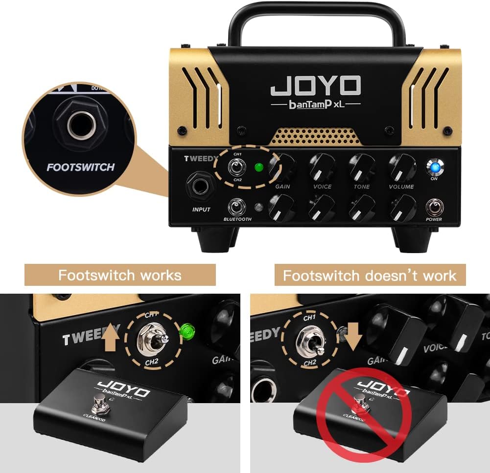 JOYO 5.8GHz Wireless Guitar System (JW-02S) Bundles with JOYO Mini Amp Head 20 Watt (Tweedy)