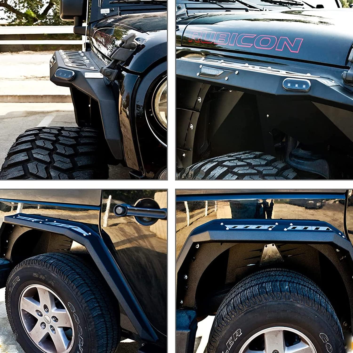 Fender Flares For Jeep 2007-2018 Wrangler JK JKU 2/4-Doors, Hawkley Offroad Steel Fender Flares with LED DRL Light & Sequential Turn Signal Lights for 07-18 Wrangler JK Replacement Accessories