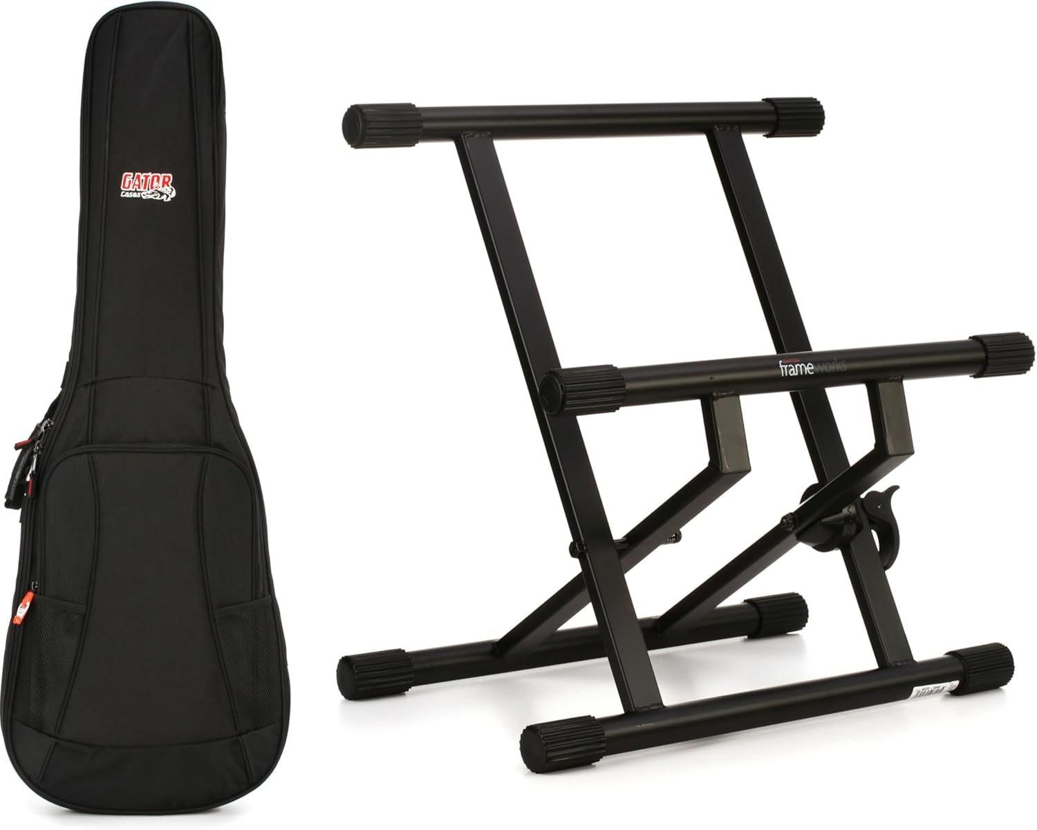 Gator 4G Series Gig Bag - Electric Guitar + Gator Frameworks GFW-GTR-AMP - Combo Amp Stand Value Bundle
