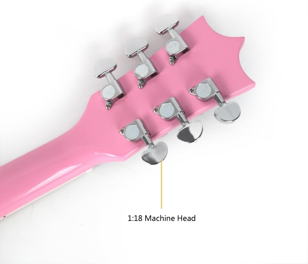 Fojill Full Size 39 Inch LP Electric Guitar Roasted Canadian Maple Fretboard Mahogany solid Body Stainless Frets (Pink)
