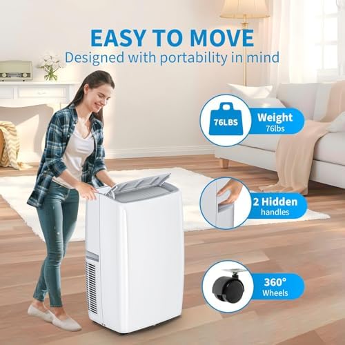 GarveeHome 14000 BTU Portable Air Conditioner, Quiet Portable AC Unit with Fan & Dehumidifier, Cooling Cools Room up to 750 sq.ft, Air Conditioner with Remote & 24H Timer for Rooms, Bedroom, Office