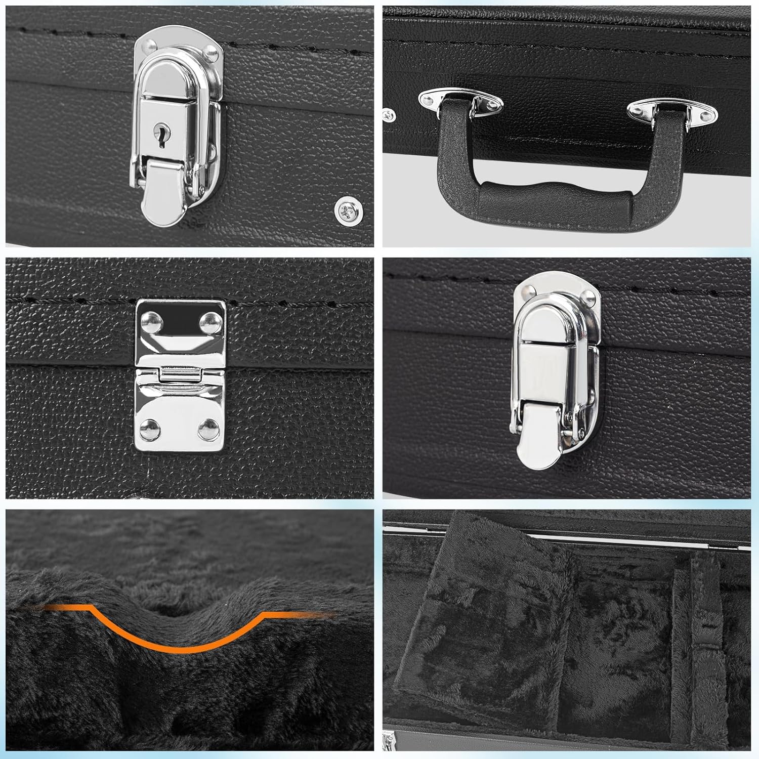LETSROCK Electric Guitar Hard Shell Case, 39-Inch Standard Electric Guitar Hardshell Carrying Case for KST/KTL/170 Model with Lock Latch Padding (Black)