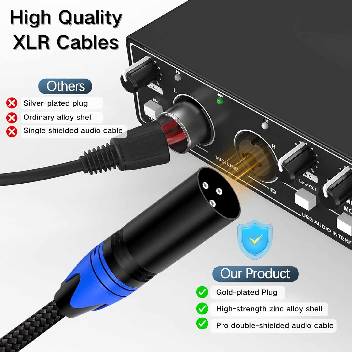 XLR Cables 25ft 6 Pack - Male to Female Braided Shielded Microphone Cable, 3-Pin Copper Conductors XLR Speaker Cords for Microphone, Mixer, DMX & PA Systems(Colorful)