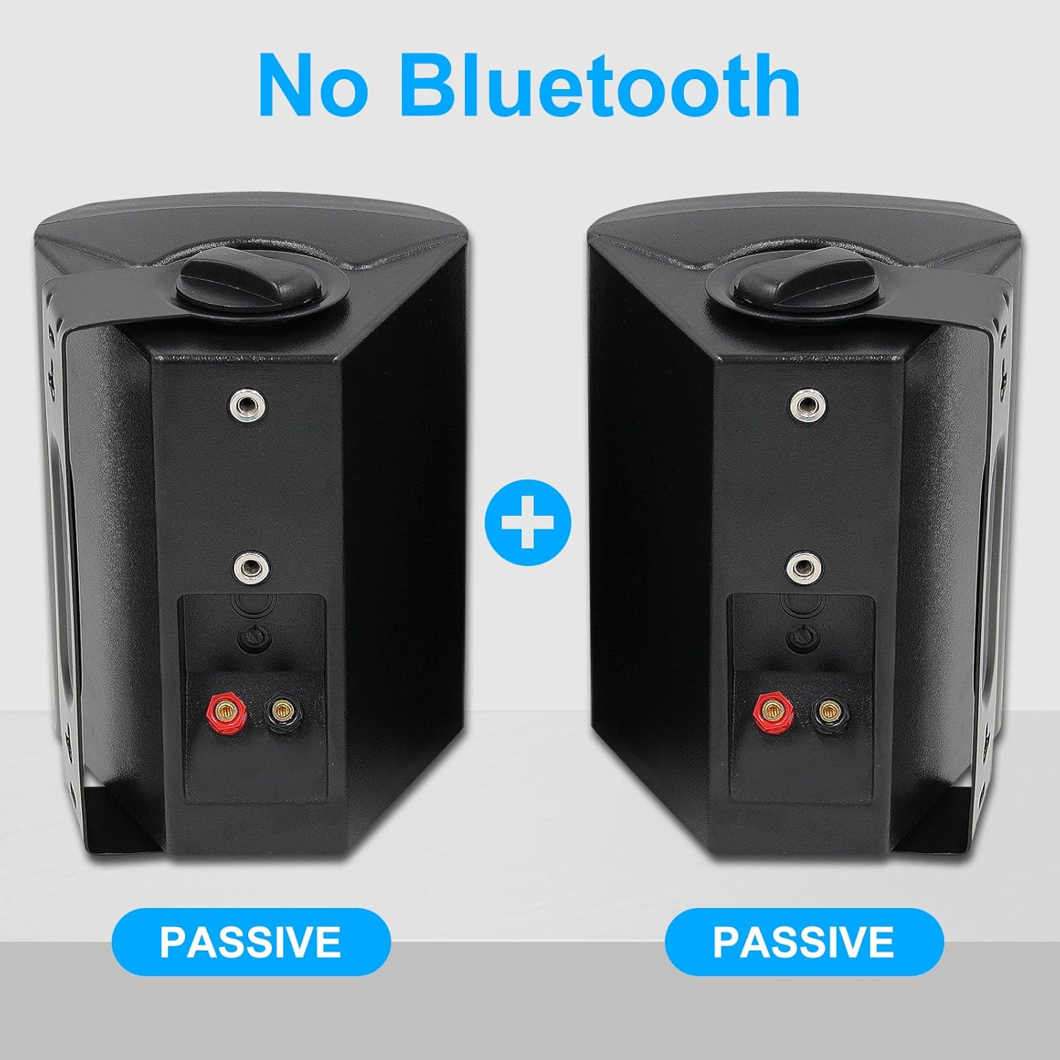 Herdio 4 Inches Passive Outdoor Speakers with 200Watt Powerful Bass Expansive Stereo Sound Coverage All-Weather Durability (Pair, Black)