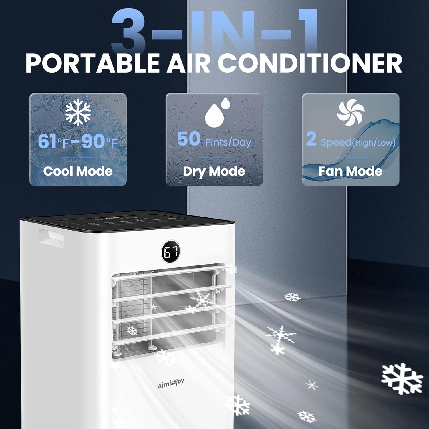 10000 BTU Portable Air Conditioners,4-In-1 Cooling/Fan/Sleep, AC Unit With Remote Control,Timer, Floor Air Conditioner Cools up to 500 Sq.Ft, Quiet AC for Bedroom Office