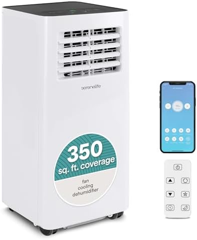 SereneLife Portable Room Air Conditioner – 8,000 BTU Compact Home A/C Unit with Dehumidifier & Fan Modes, Metal Control Box, Rotary Compressor, LED Display, Easy Setup, Includes Window Mount Kit
