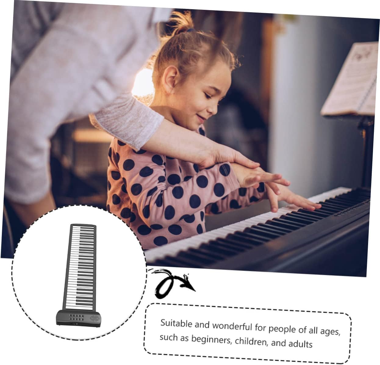 SUPVOX Portable Key Electronic Roll Up Piano Hand Roll Keyboard with High Fidelity Stereo Sound for Beginners Go Musicians