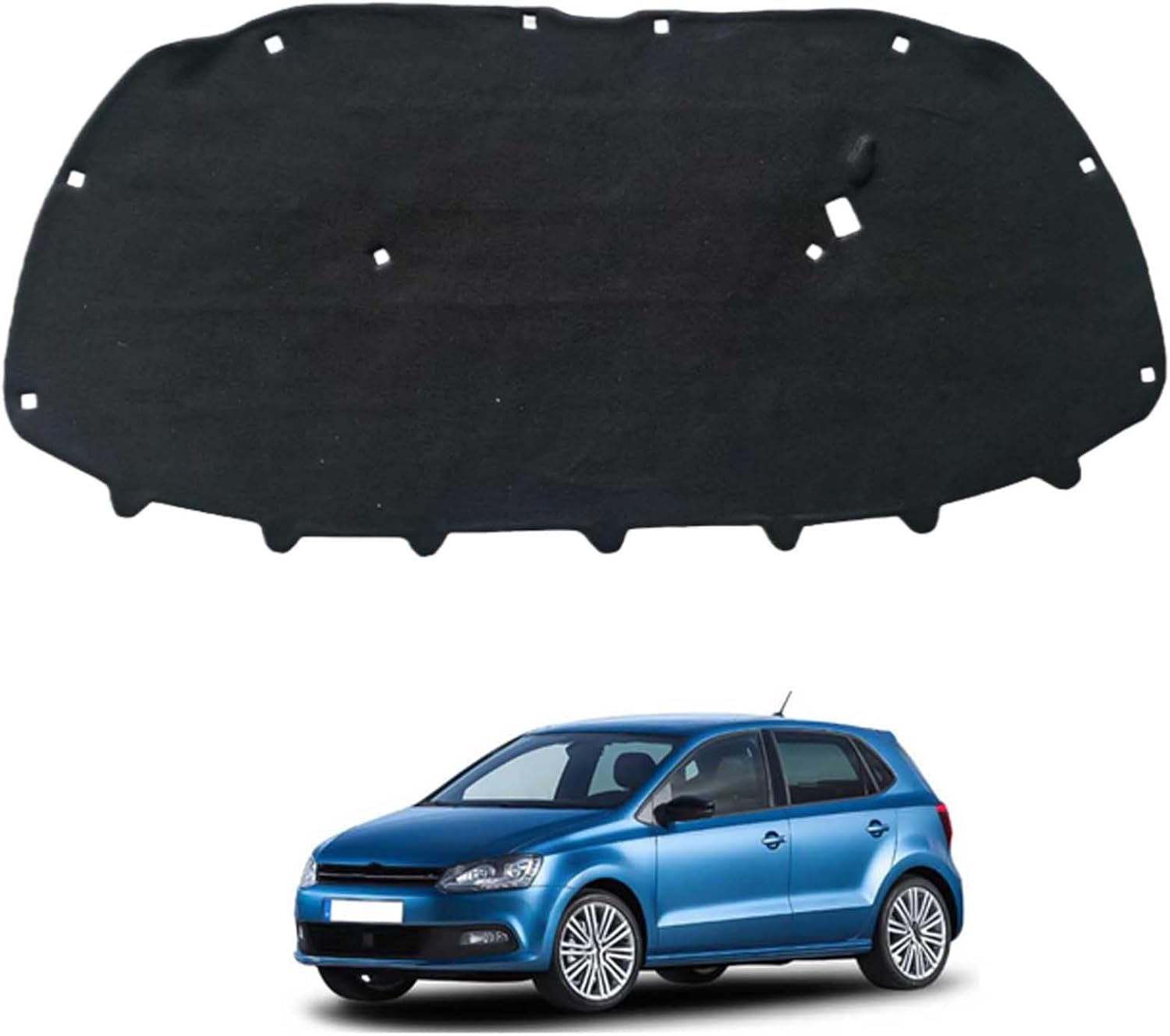 Car Front Hood Engine Sound Pad for Volkswagen Polo 2011-2019, Heat Insulation Cotton Mat Cover Soundproof Car Accessories
