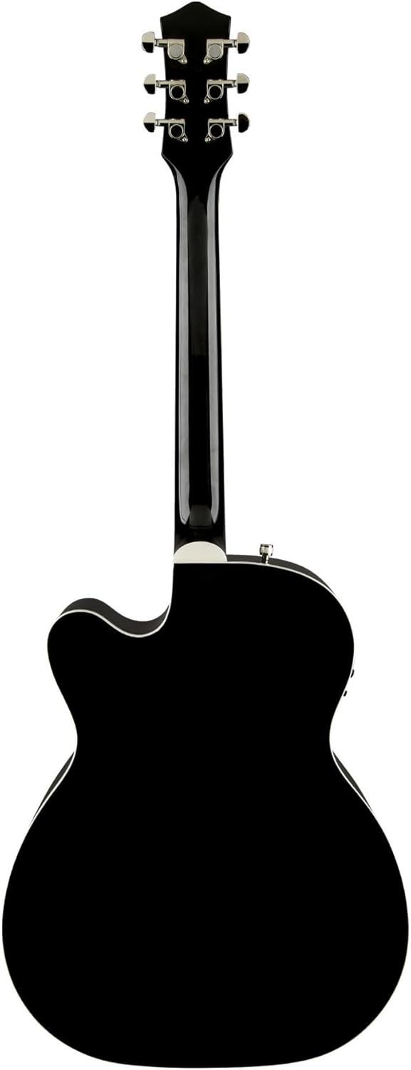 Gretsch G5013CE Rancher Junior Cutaway 6-String Acoustic Electric Guitar - Right-Handed, (Black) Bundle with Hard-Shell Protective Wooden Case (2 Items)