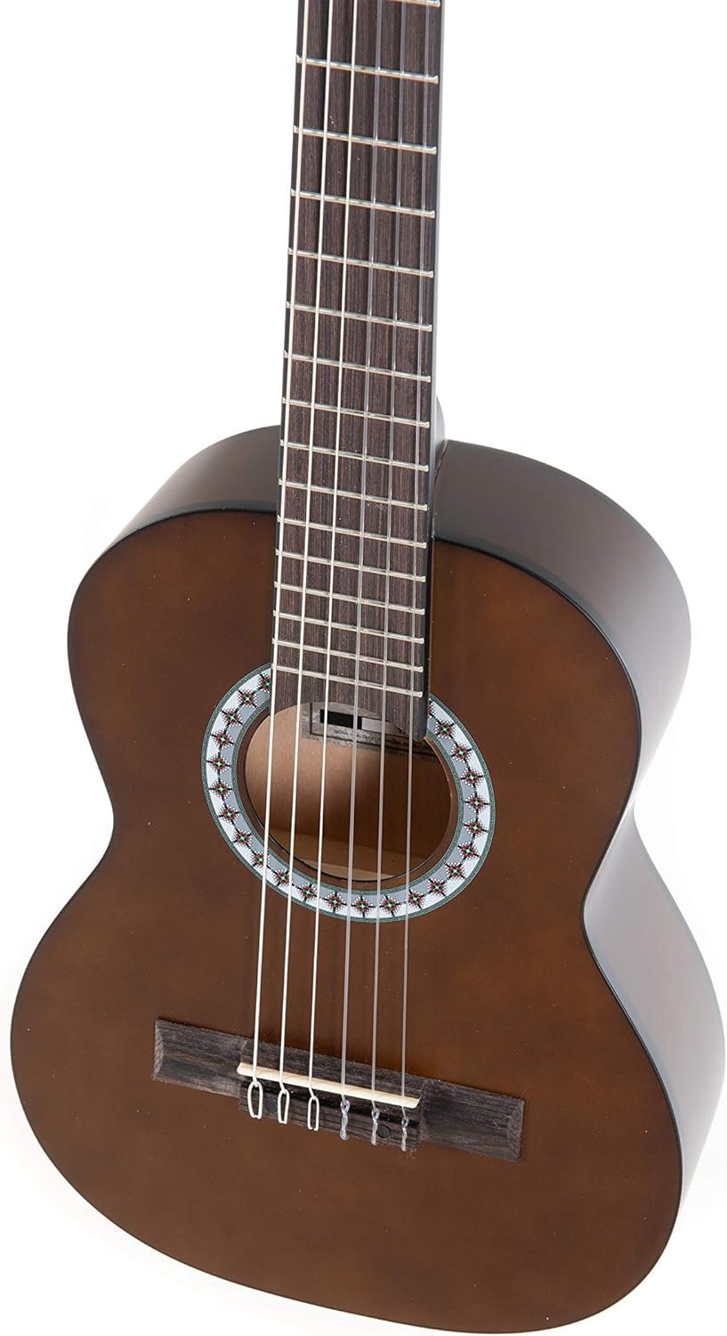 GEWA E-Acoustic Classical Guitar BASIC 1/4, children's guitar (ideal for children from 4-7, nickel silver frets, chrome-plated tuners, lime and pakka wood, scale: 450 mm, nut: 43 mm), walnut