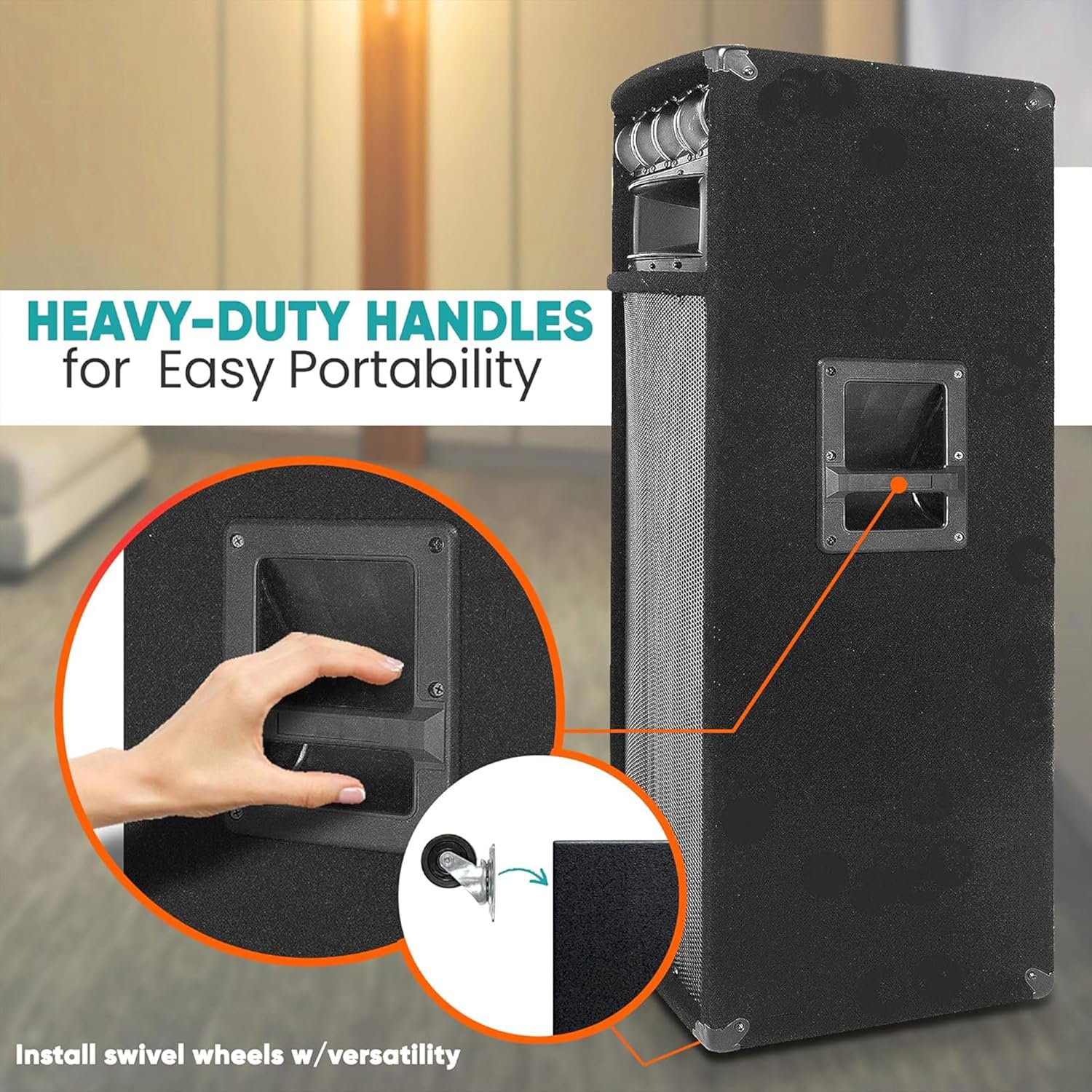 Pyle Portable Cabinet PA Speaker System - 1600 Watt Outdoor Stereo Sound Speakers w/ Dual 12