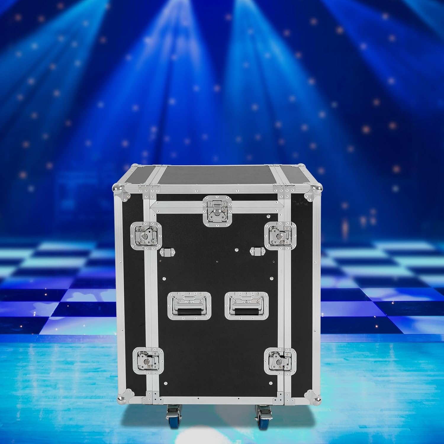 12U PA DJ Rack Speaker Cabinet, Network & Stereo Rack, Double-Layer Design Four-Wheel Professional Audio Amplifier Effects Cabinet, Suitable for Recording Studios, Home Theaters, KTV, Wedding Parties