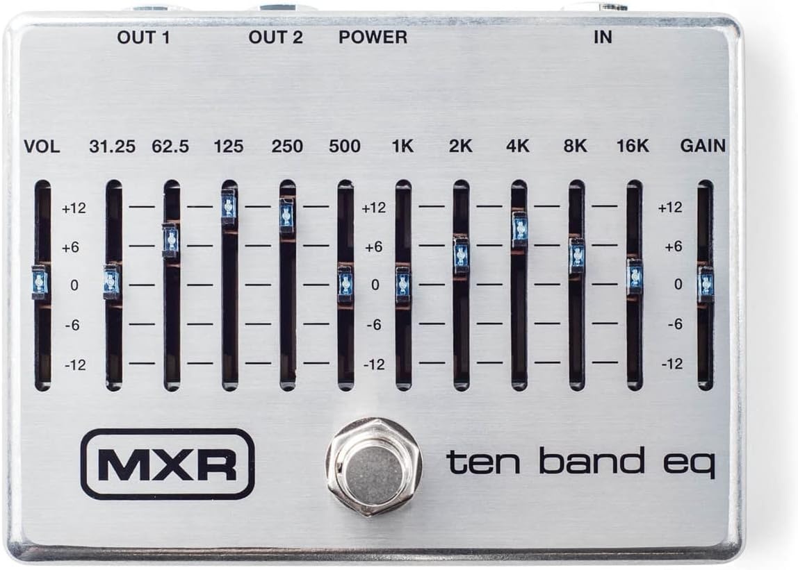 MXR M108S Ten Band EQ Dual Output True Bypass Effects Pedal 10-BAND Equalizer w/Tonebird ECB004, Patch Cable, Picks, Polishing Cloth Bundle