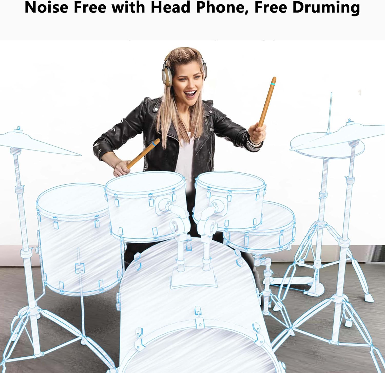Electric Drumsticks Air Drum Sticks 4rd Gen., Virtual Air Drum with Drumsticks, Pedals, Bluetooth and 8 Sounds, Electronic Drum Set for Adults, Kids, Gift