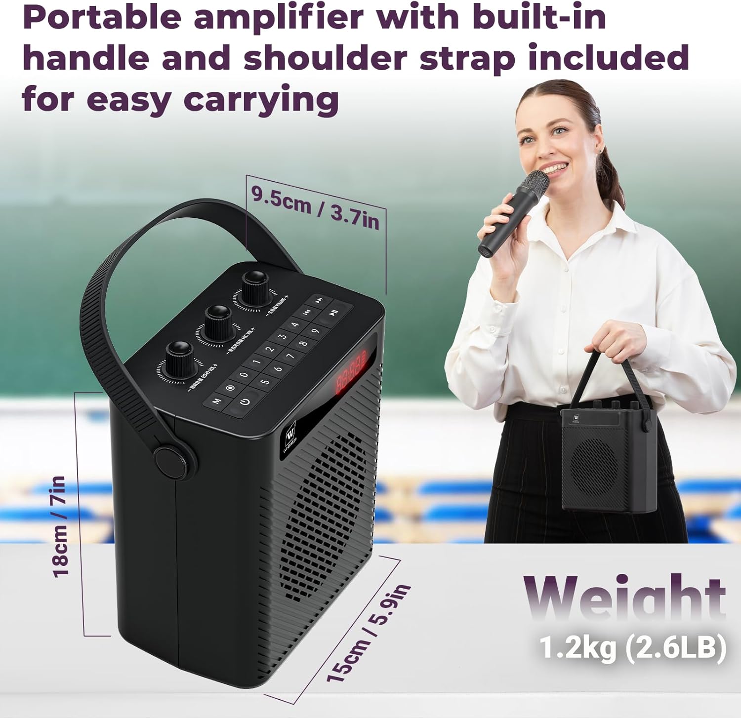 40W Bluetooth 5.3 Voice Amplifier with Headset Mirophone & Handheld Mic, Portable Rechargeable PA System for Teachers & Events,Wireless Karaoke Speaker with 4 Sound Effects for Guitar S95