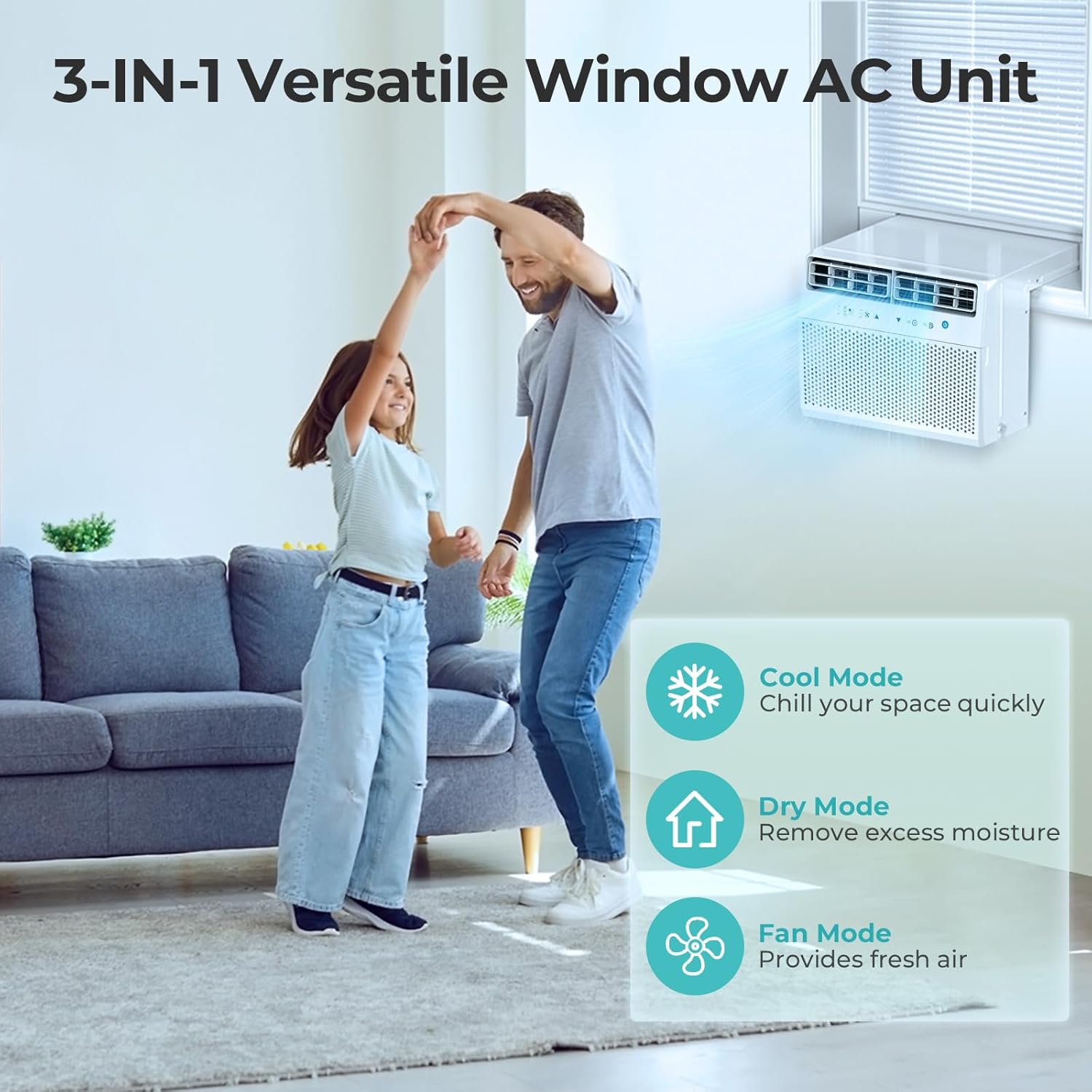 Antarctic Star U-Shaped Air Conditioner Window Unit 10000BTU, Cools up to 450 Sq. Ft, Quiet Window Air Conditioner, Saddle Window AC Units with Full Window View, Energy Saving, 6 Modes, CEER 11