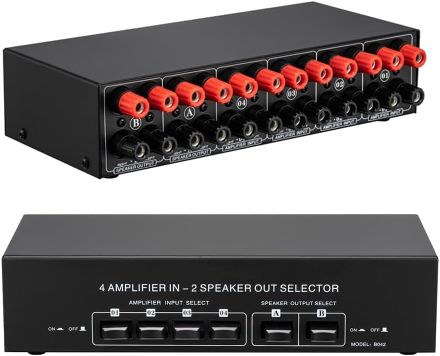 Passive Power Amplifier Selector Speaker Switch 4 Amp In 2 Speaker Out