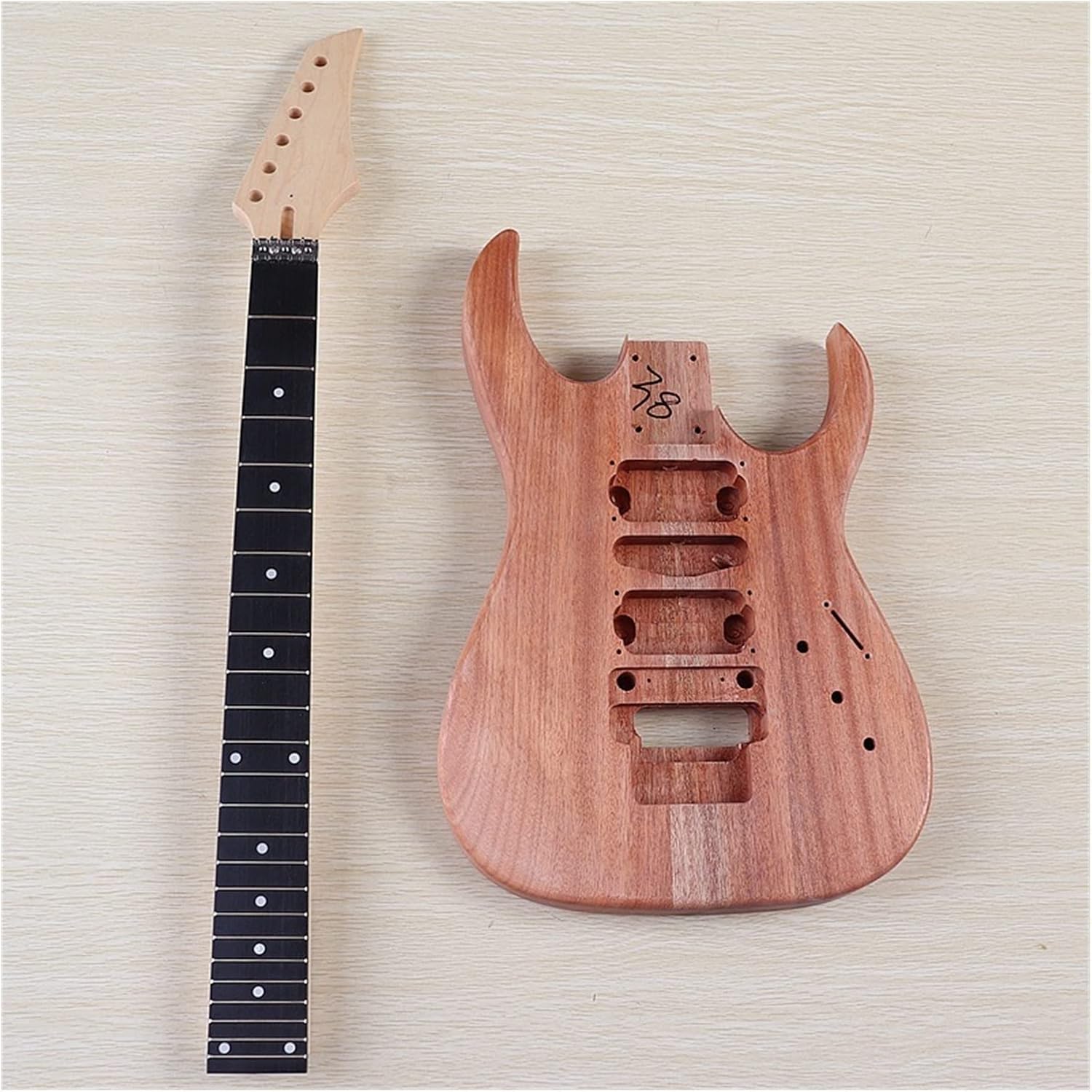 TSTS Electric Guitar Kit 6 Strings Maple Neck Replacement Mahogany Guitar Body Rosewood Fretboard Unfinished Electric Guitar Kit