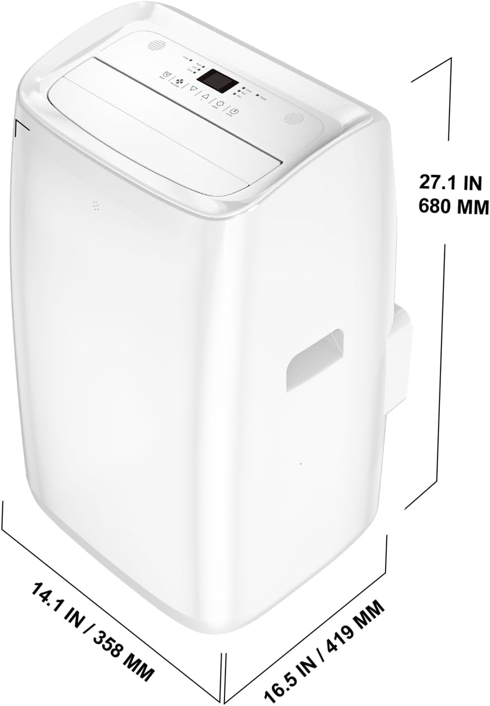 Happybuy 14,000 BTU Portable Air Conditioner, 3-in-1 Unit with Remote, 550-700 Sq.Ft, Cool/Dehumidify/Fan, Low Noise, Rich Accessories, White