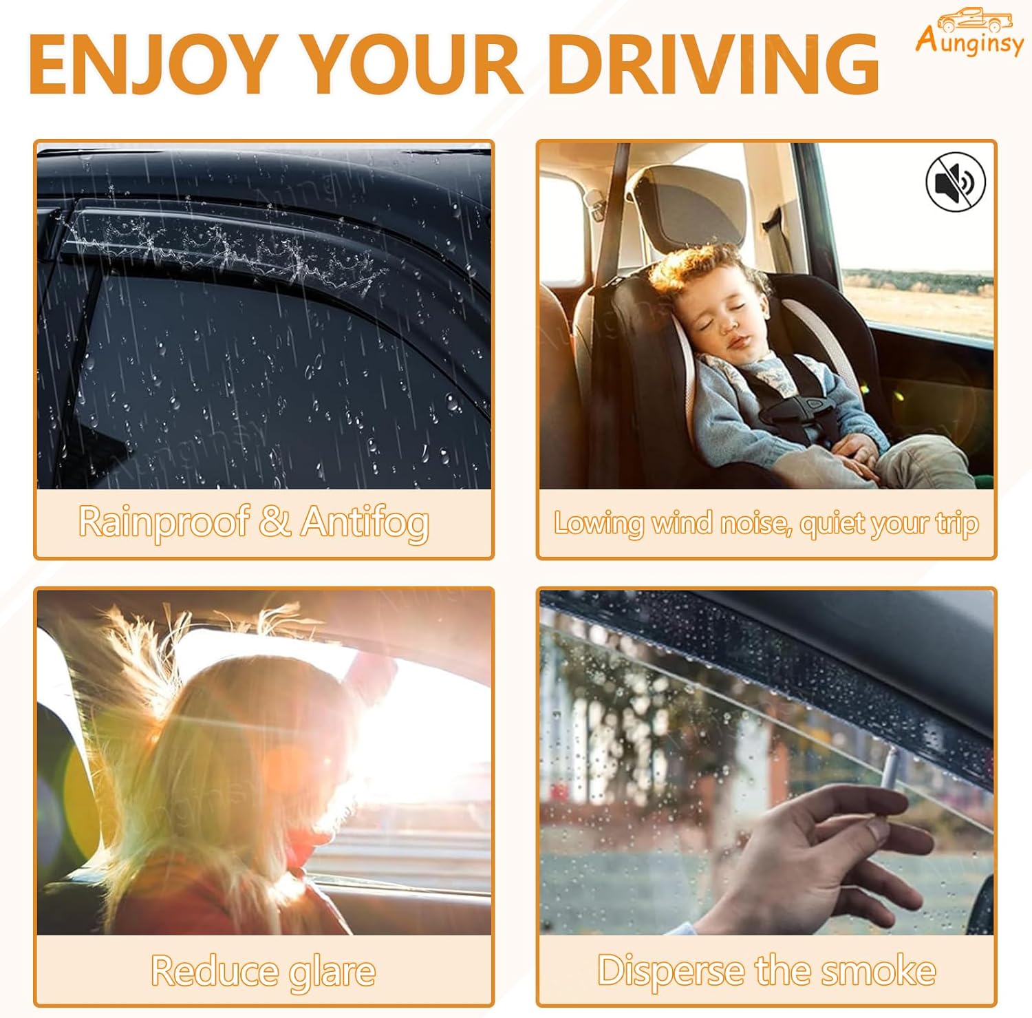 Side Window Rain Guards Visor Deflectors Compatible with 2024 2025 Toyota Tacoma Tinted Rain Guards SR SR5 TRD PreRunner Sport Off-Road i-FORCEMAX Limited Trailhunter Pro Accessories, Outside Mount