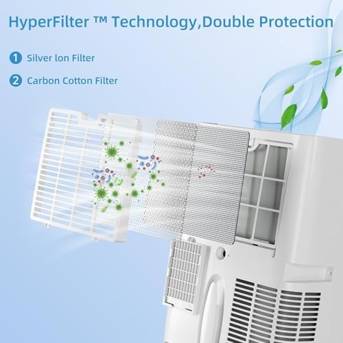 12,000 BTU Portable Air Conditioner With 4 Modes, Cools Up to 750 Sq.Ft, 3-In-1 Room Air Conditioner with Remote/24Hrs Timer, Easy Install Kit for Home