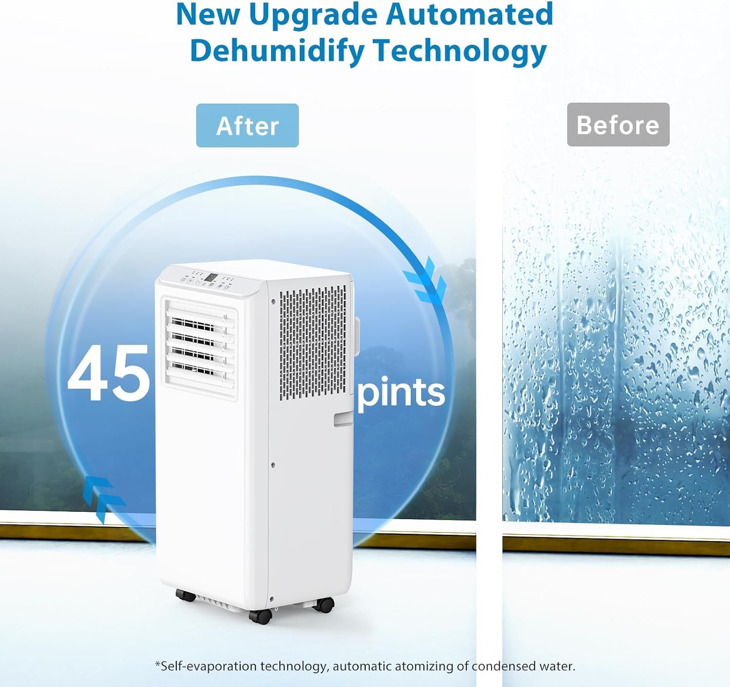 8000 BTUs Portable Air Conditioner with Cooling, Dehumidifier, Fan 3-IN-1 Indoor AC, 24H Timer, 2 Fan Speeds, Sleep Mode, Remote Control Included - Ideal for Home, Office, and Garage Use