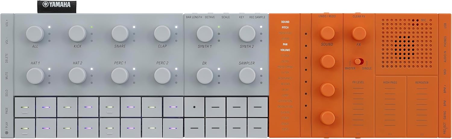 Yamaha SEQTRAK Mobile Music Ideastation, Advanced Sequencer, Onboard Sampling, Build-In Speakers and Microphone, Orange