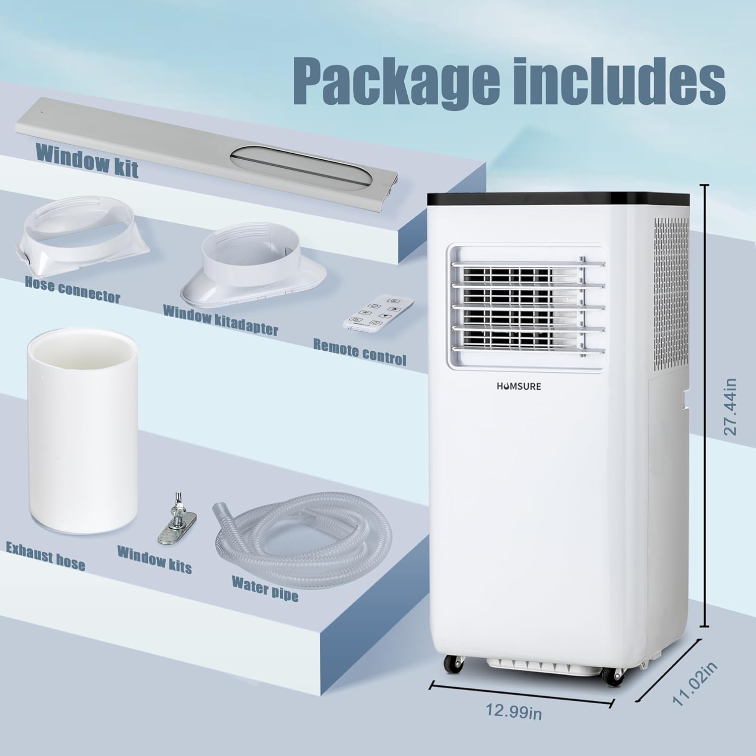 PhiloDeco Portable Air Conditioners 10000 BTU 400 Sq. ft, Room Air Conditioning, Portable AC Unit With Remote Control, Cooling, Dehumidifier And Fan, Automatic, Sleep 5 Mode Floor Air Conditioner
