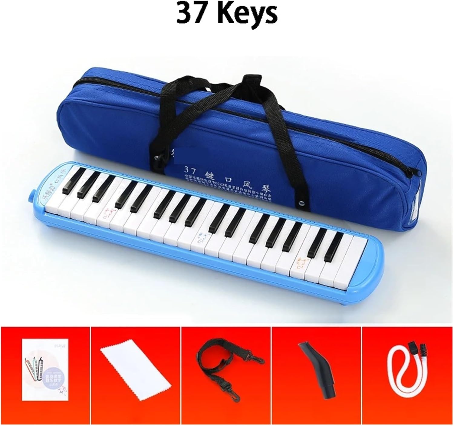 Melodica Children Melodica 37 Keys Mouth Organ 32 Key with Mouthpiece Portable Musical Keyboard Professional Piano for Child Melodion(37 Key Blue)