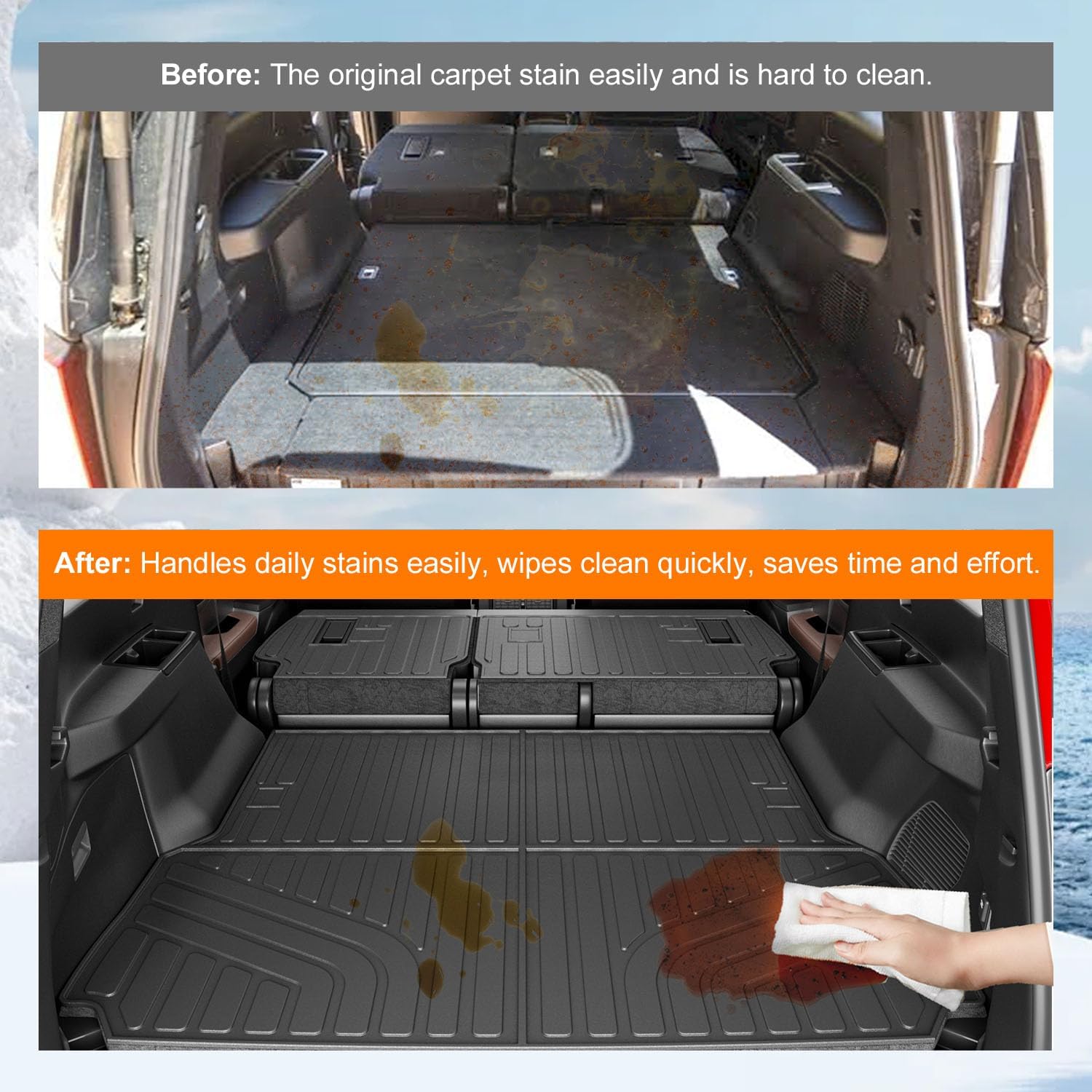 powoq Cargo Mat Compatible with 2024-2026 Toyota Land Cruiser Trunk Mat Lexus GX550 Overtrail Cargo Liner TPE Backrest Trunk Liner Replacement for 2024-2026 Toyota Land Cruiser Accessories