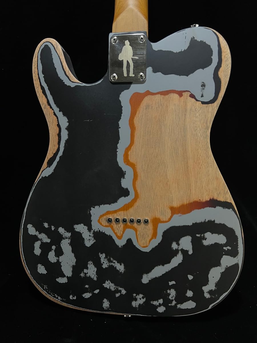 6 Strings Road Worn Black Over 3 Tone Sunburst Distressed Electric Guitar Alder Body, Maple Neck 3 Saddle Bridge, Black Pickguard