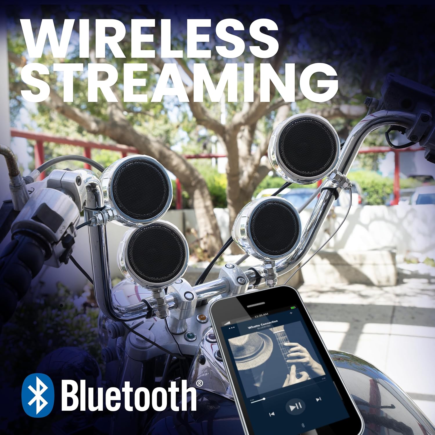 BOSS Audio Systems MC470B 3 Inch Motorcycle Full Range Speakers and Amplifier Sound System - Bluetooth 2 Channel Amplifier, Weatherproof, Volume Control, ATV UTV Compatible